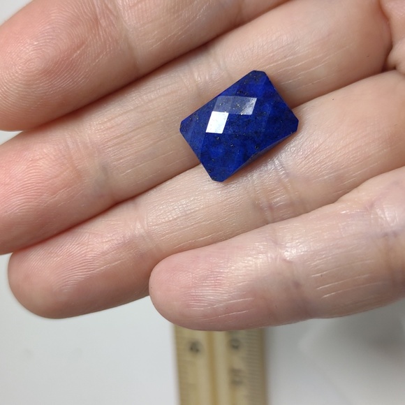 Lapis Checkerboard Cut Quality 6 Carat Minimum 14x10mm Blue Gold Flecks JTV 2007 - Picture 4 of 4
